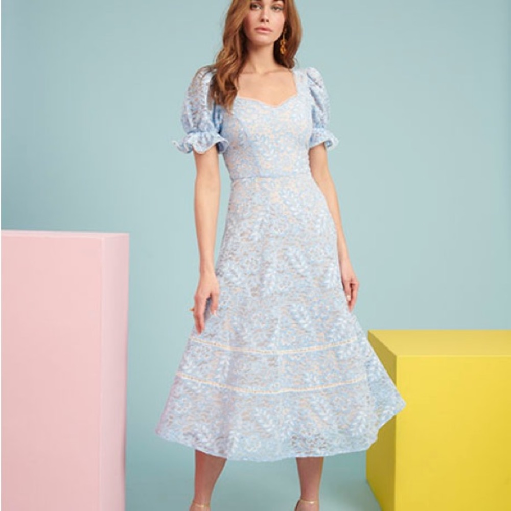 Rachel Parcell Light Blue Lace Midi Dress